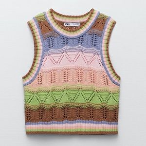 Zara Knit Crochet Vest Top